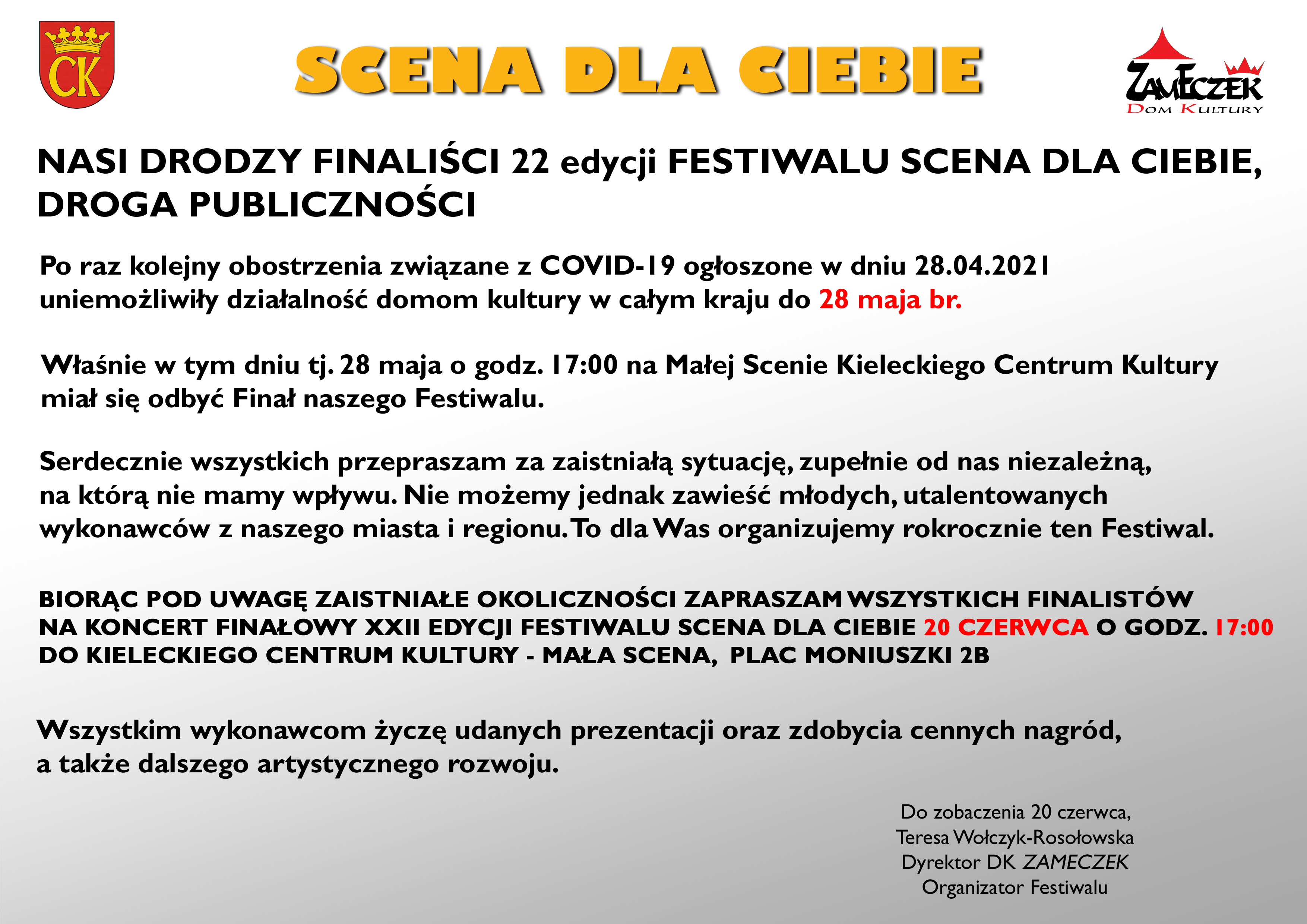 finał w KCK Scena dla Ciebie w 2021 czerwiec